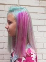  Обесцвечивание волос "Schwarzkopf" (Смывка), Прямой пигмент "Color Switch"/ Londa (без обесцвечивания) от 16 или вся масса волос, Укладка волос феном. Выполняется с обязательным применением укладочных средств или средств по уходу, расчёсок, брашингов. Так же в работе используется утюжок или диффузор.,