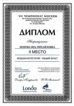 Москва. VII Чемпионат Москвы; Модная категория - Общий зачет- 2 место. 2004 год